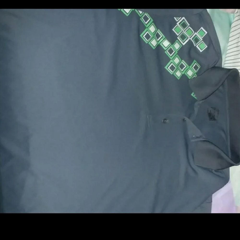 Mens gray and green golf shirt